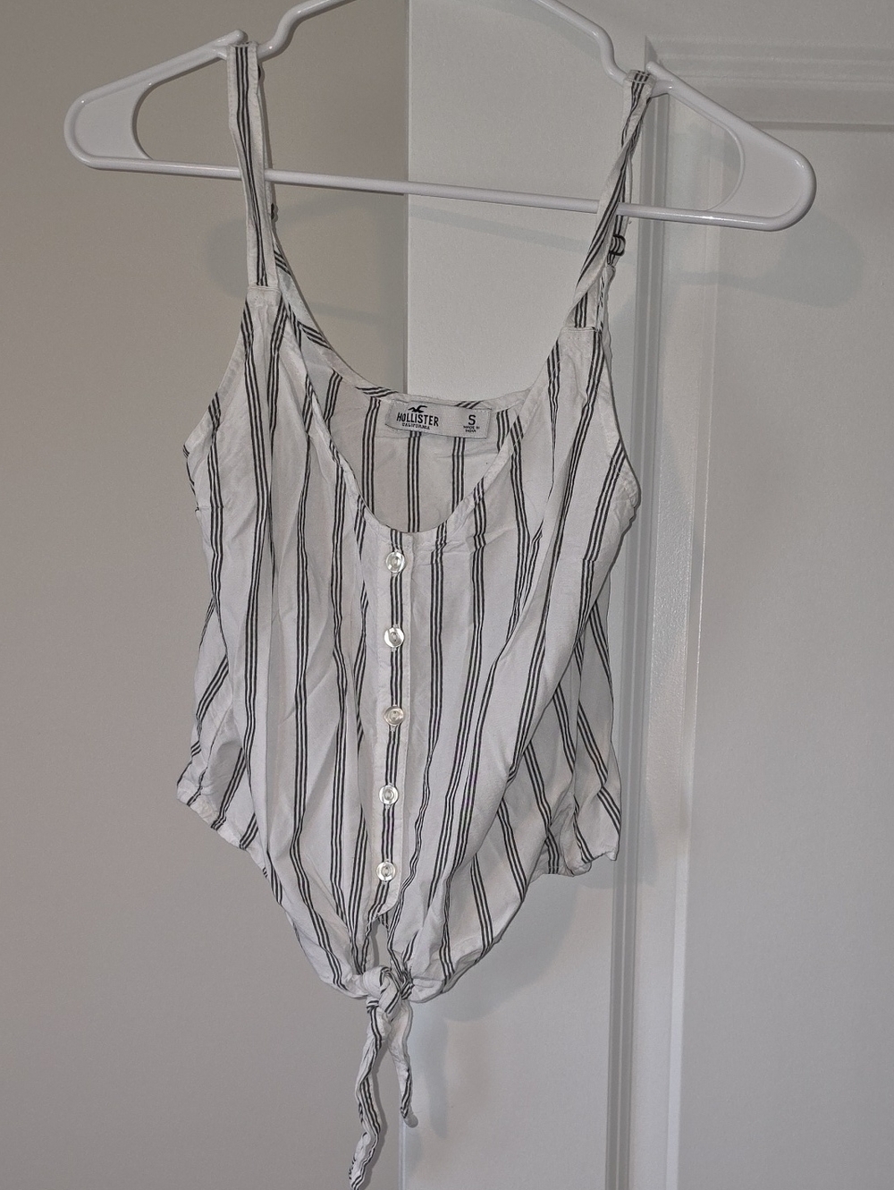 Hollister White Striped Tie-Front Camisole